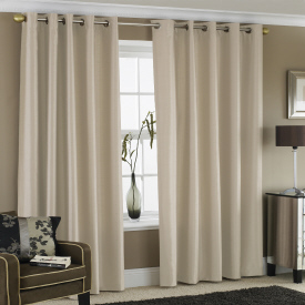 Cream Faux Silk Eyelet Curtains 90x90in