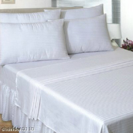 Egyptian Cotton White Satin Stripe Double Duvet Cover